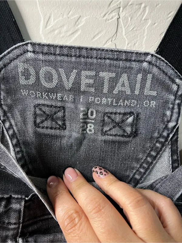 Dovetail Freshley Washed Black Canvas Workwear Overalls Plus Size Petite - Image 9