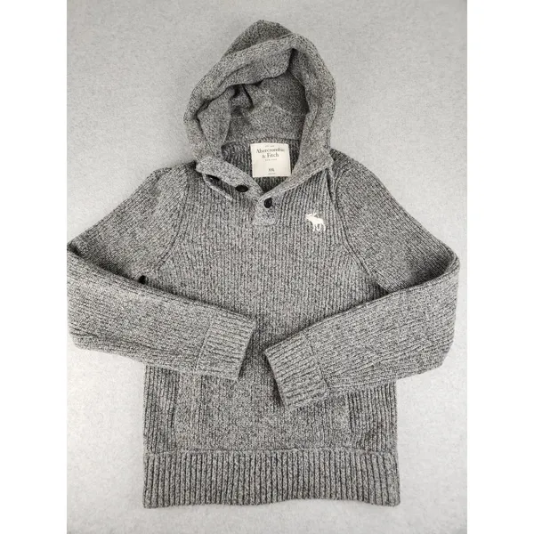 Soft! Abercrombie‎ & Fitch Knitted Wool Blend SWEATER Cable Hoodie Moose XXL - Image 11