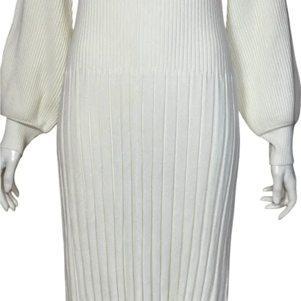 BEAUTIFUL by Lawrence Zarian Rayon Blend Elegant White Knit Dress S Small G#56 - Image 8