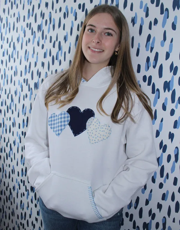 patchwork blue heart sweatshirt White Size s - Image 2