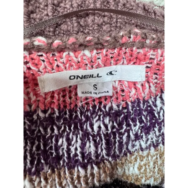O'Neill Small Multicolor Striped Sweater‎ Women's Boho Knit Pullover - Image 2