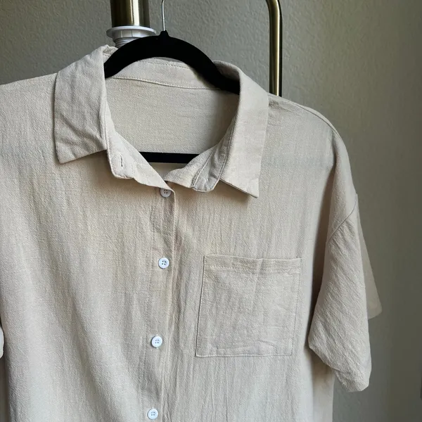 Amazon Cream 2-Piece Short Sleeve Button Up Set - Image 3