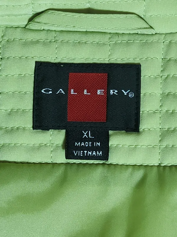 Gallery Lime Green Quilted Zip Up Jacket Size XL - Image 8
