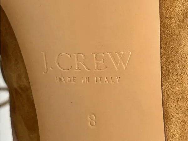 J Crew Peep Toe Suede Oxford Heels Tan Camel Two Tone Size 8 - Image 10