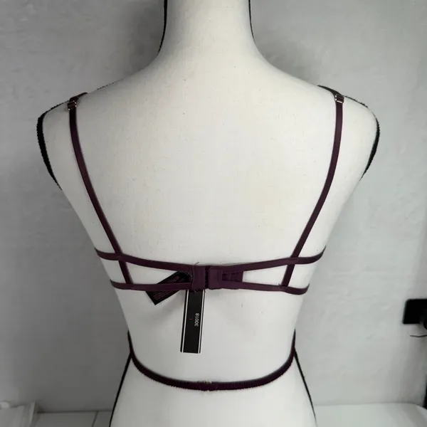 Vera Large Cage Bralette Plum Purple Lace Strappy Adjustable 30018 New Sexy Edgy - Image 5