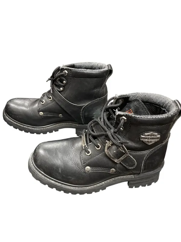 Harley Davidson 81024 wms black leather ankle moto riding boots sz 8 SKU 10-381 - Image 7