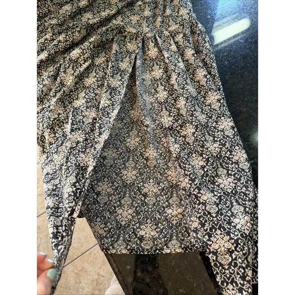 Promesa Boho Tiered Maxi Skirt Floral Women's Size L Split‎ Elastic Waist Hippie - Image 6