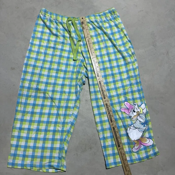 Blue Green Plaid Disney Youth SZ XL 16-18 Sleepwear Capri Pants Daisy Duck - Image 5