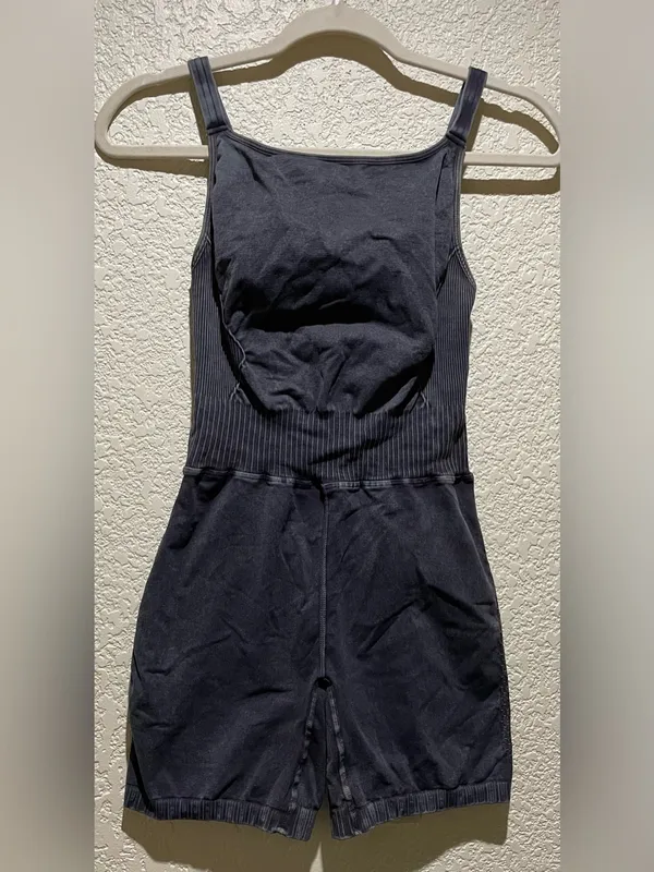 Free People Good Karma High Neck Runsie Ice Black Wash Romper Size M - Image 2