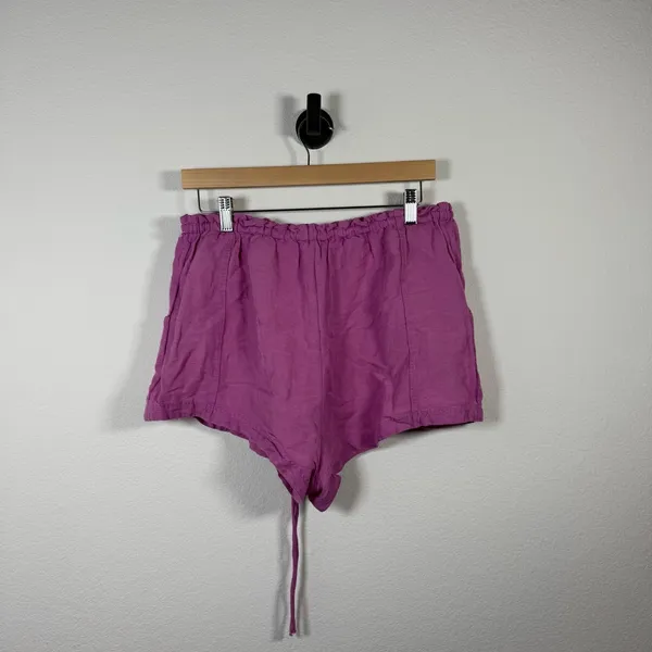 Free People Women’s Mirella Cinched Linen Blend Shorts in Pink Plum S - Image 8