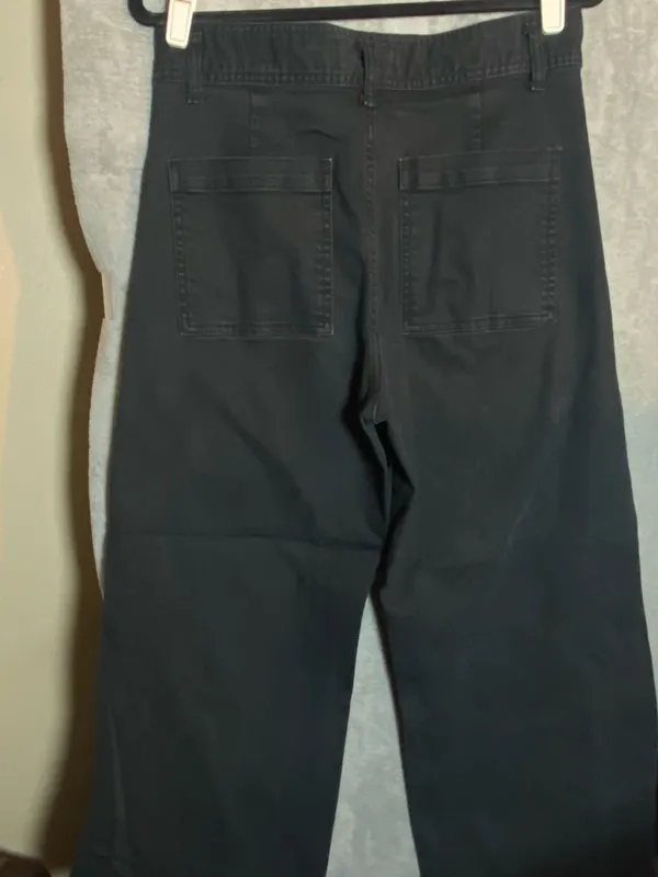 Zara Black High Waisted Career‎ Modest capsule Wide Leg Black Pants Normcore 10 - Image 9