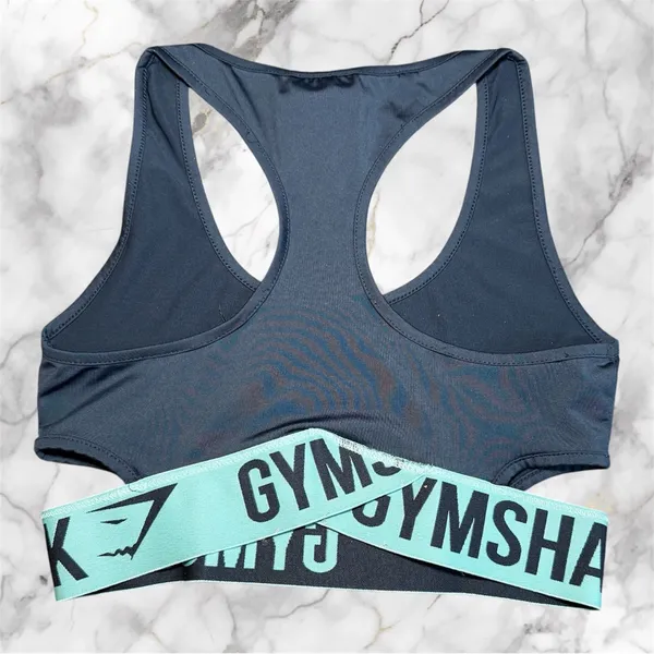 Gymshark Navy Racerback Sports Bra‎ Mint Logo Band Size S - Image 3