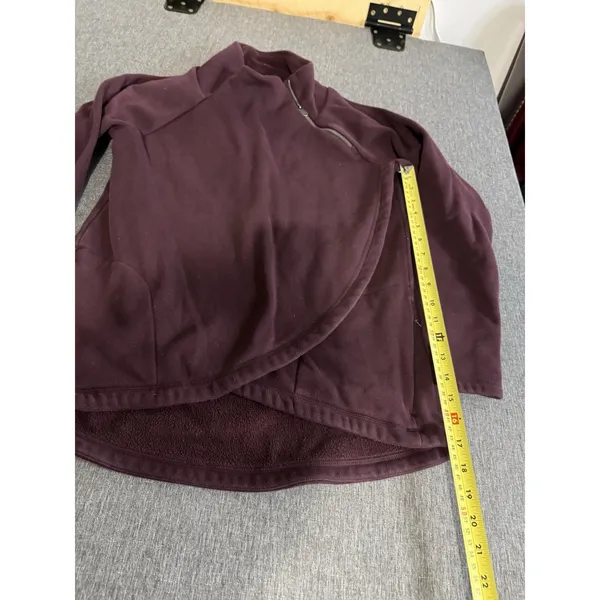 Athleta Cozy Karma Purple Fleece 1/4 Zip Mock Neck Raglan Sweatshirt M - Image 5