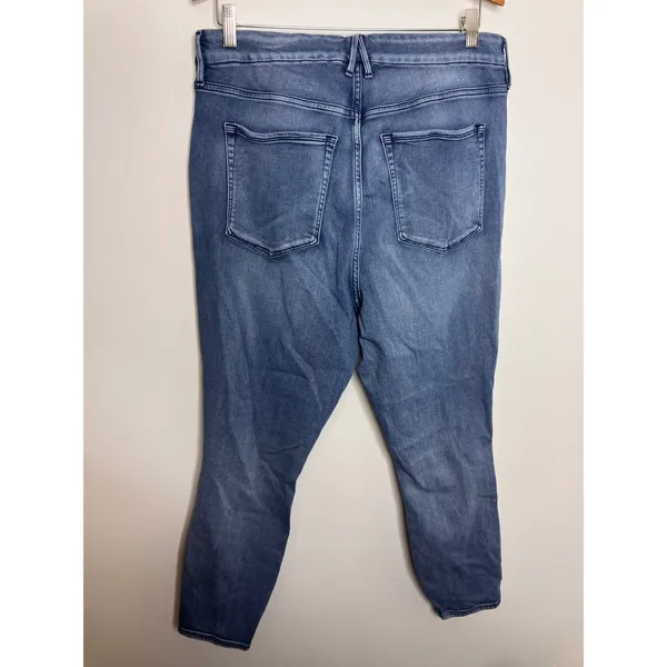 Good American Good Waist Crop Jeans Womens 18 Blue Excellent Distressed Skinny - Image 3