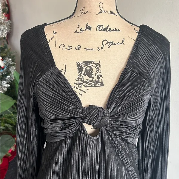 ARULA Cut Out Long Sleeve Black Midi Dress Size XL NWT - Image 6