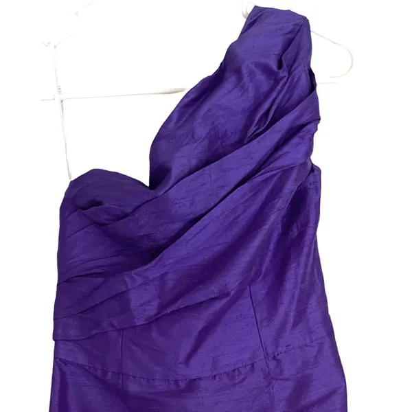 Vintage Watters & Watters Silk Dress Size 6 One Shoulder Purple Formal Cocktail - Image 5