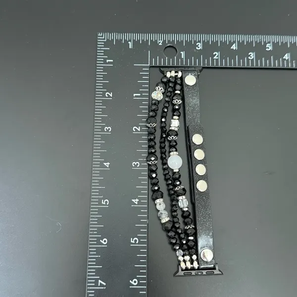 Black Silver Beaded Watch Band Compatible Apple Watch 40/41mm - Image 5