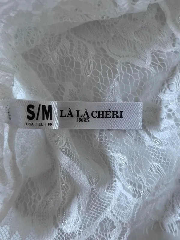 Oh La La Cheri Bridal Naomi Eyelash Lace Halter Teddy Women's Size S/M Paris - Image 5