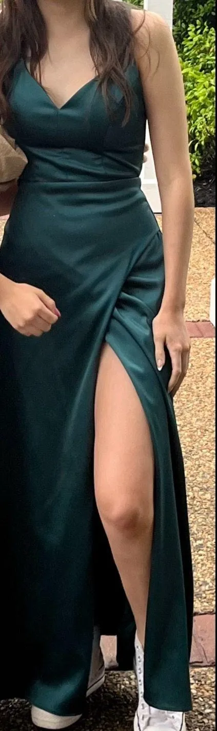 Sequin Hearts Green silk prom dress - Image 6