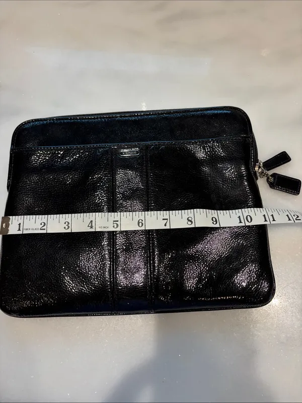 Coach Black Patent Leather Laptop Sleeve - Image 6