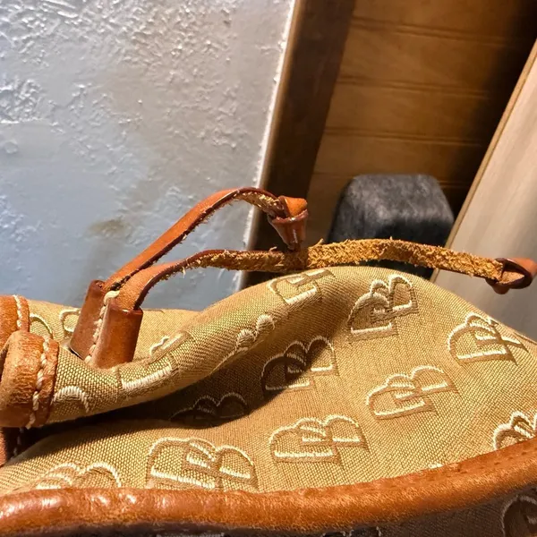 Dooney & Bourke DB Signature Tan Weekender Canvas Tote with Leather Trim - Image 4