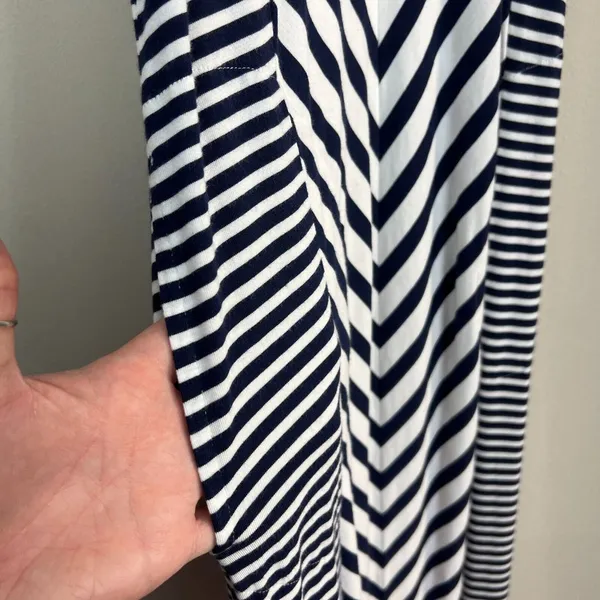 Soma Maxi Dress Women XS Navy Blue White Stripes Racerback Side Slits Sleeveless - Image 3