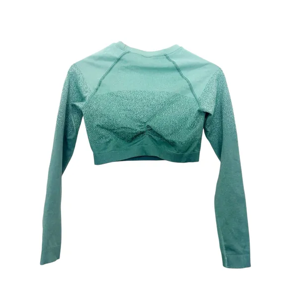 Gymshark Green Cropped Long Sleeve Shirt Sz M - Image 3