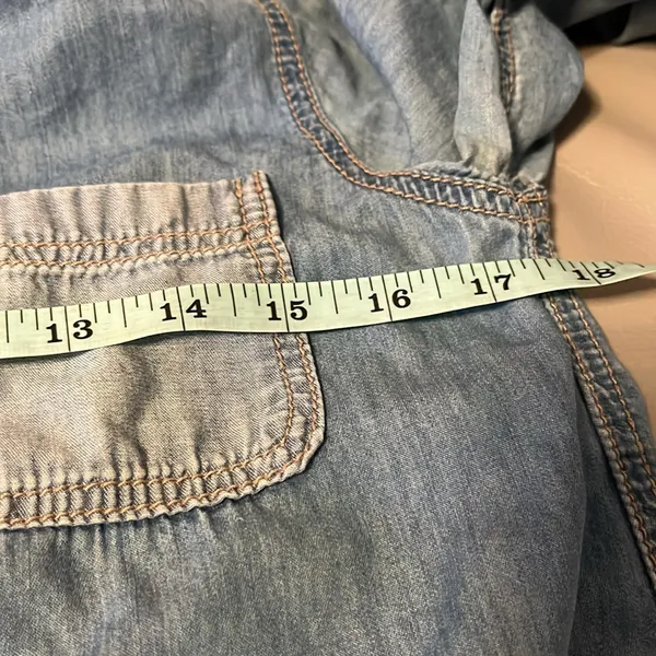 Denim Button-Down Shirt Dress Long Sleeve Size Small - Image 8
