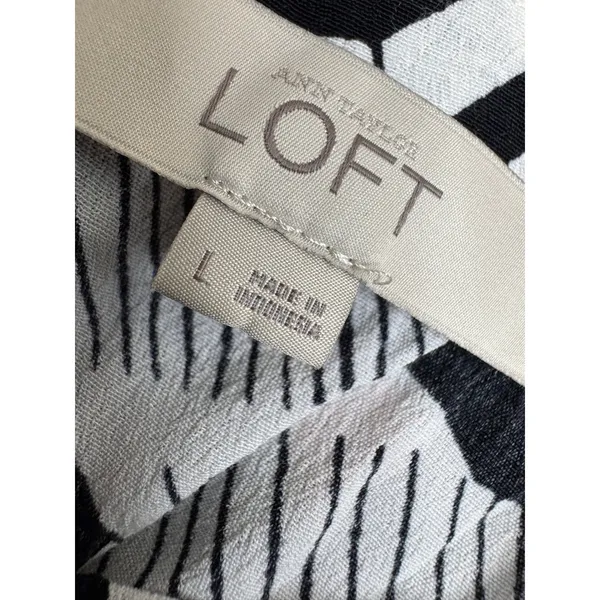 Ann Taylor LOFT Size L Abstract Tropical Leaf‎ Print Shift Dress Safari - Image 4