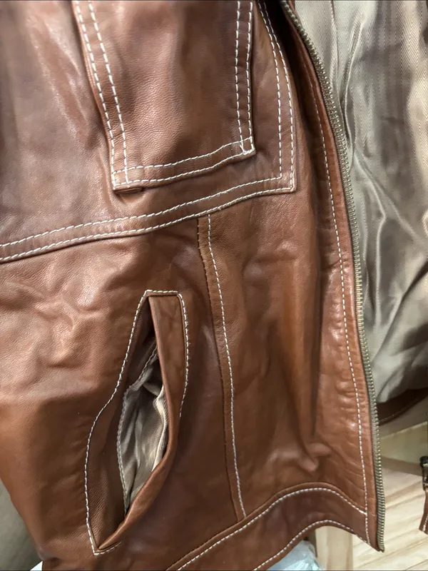 Coldwater Creek Ladies Brown Leather Utility Vest Medium - Image 2