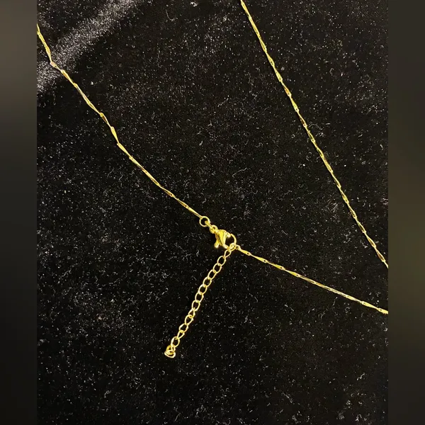 Sparkling Gold tone Initial "E" Square Pendant Necklace - Image 5