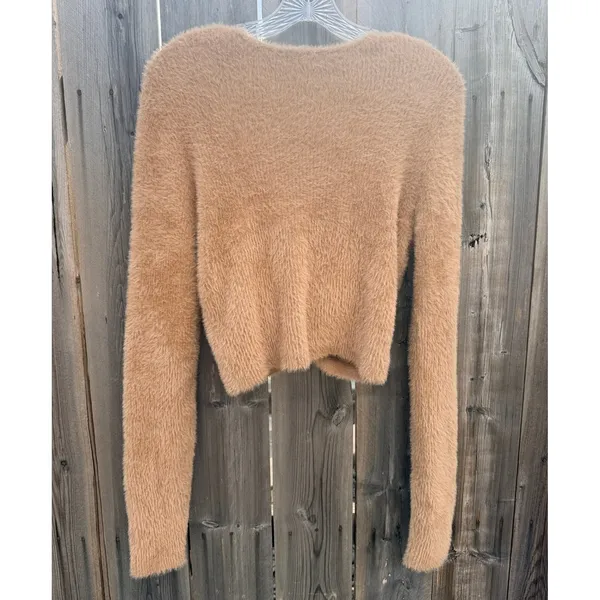 Aerie NEW Fluffy-4-Ever Reversible Twist Sweater In Cappuccino Size L - Image 6