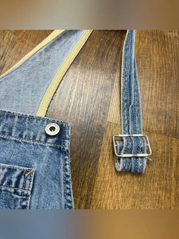 Vtg GAP Denim Shortalls Overalls Sz XL Relaxed Cotton Faded - Image 16