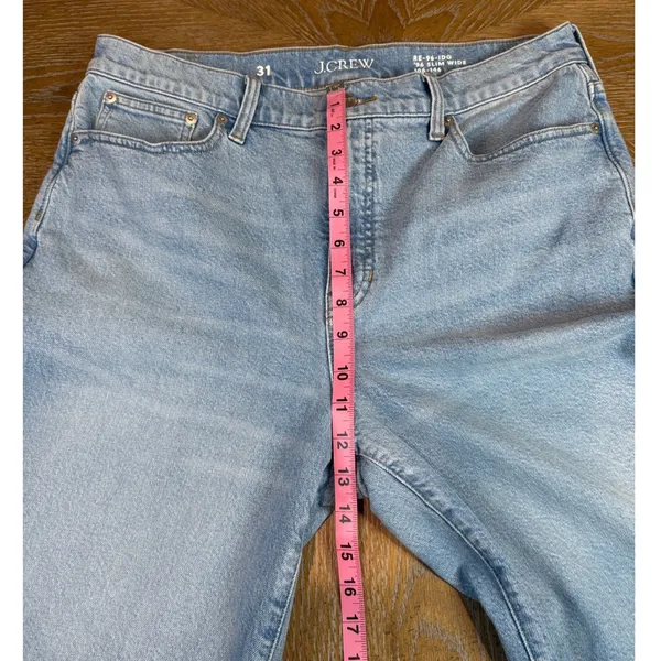 J.Crew 96 Slim Wide Leg Jeans Ankle Length Light Indigo Wash Size 31 - Image 10