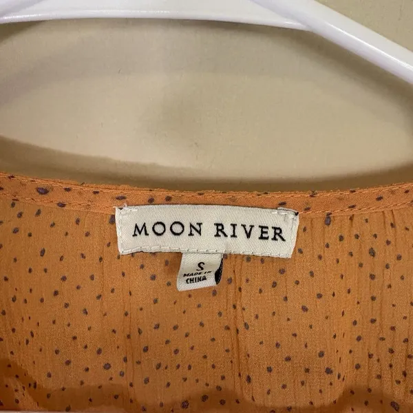 Anthropologie Moon River Celeste Wrap Dress Small Orange Chiffon‎ Wrap Tie Waist - Image 3