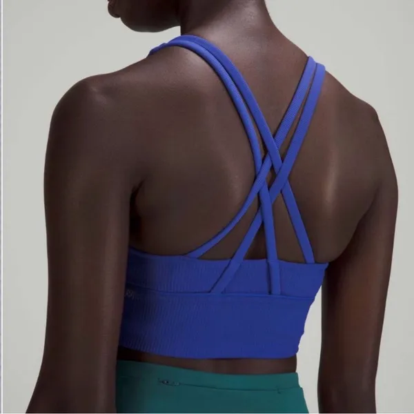 Lululemon athletica energy bra blue ribbed $78 limited edition active 8 workout - Image 2