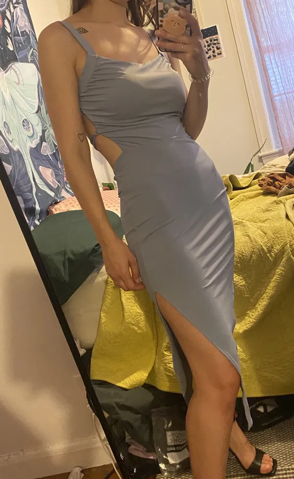 Halara Lace Up Open Back Bodycon Midi Dress - Image 3