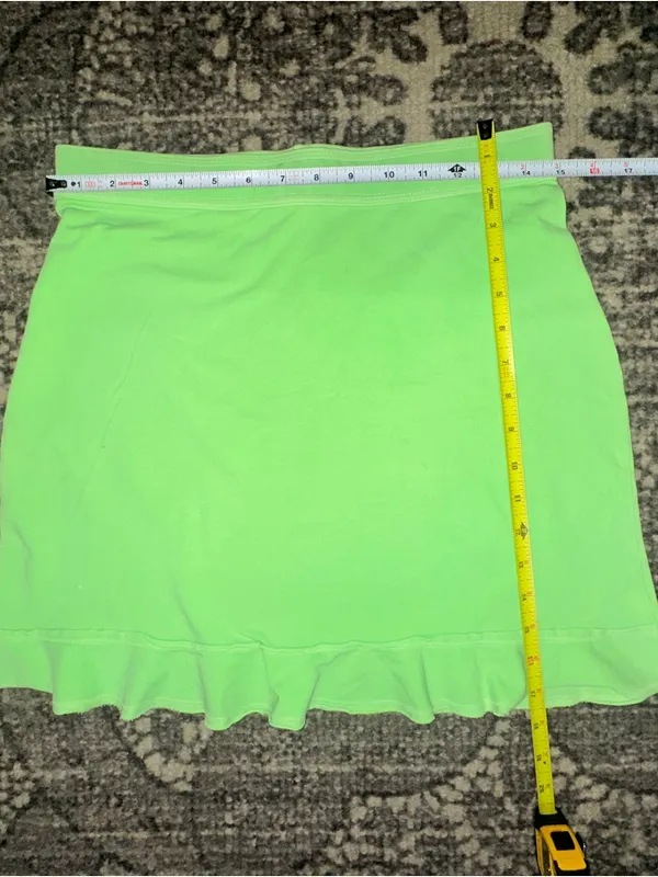 Fresh Produce Women’s Size S Lime Neon Green Cotton Blend Ruffle Hem Skirt - Image 5