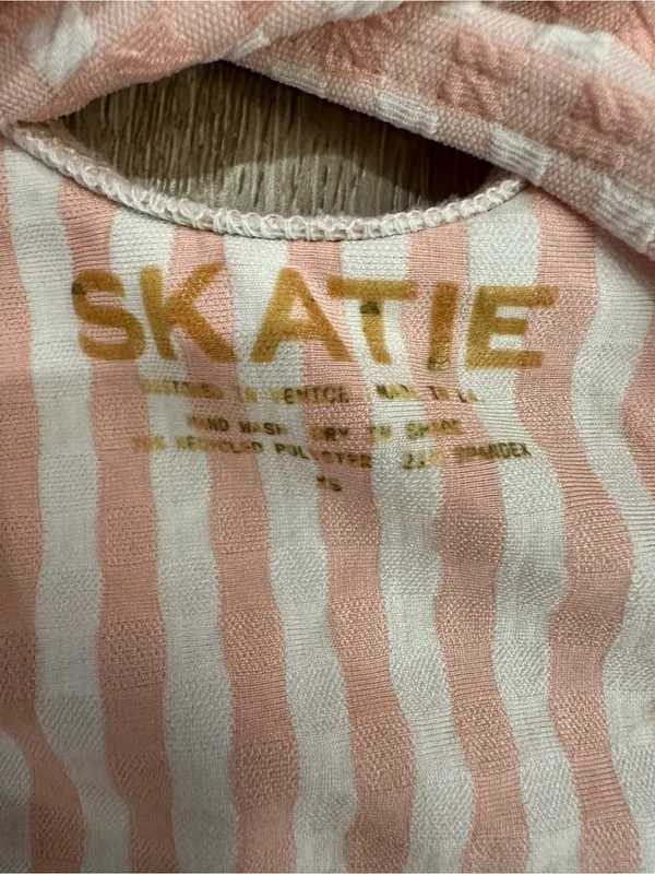 Skatie Pink White Gingham Resa One Piece Swimsuit Size XS small - Image 4