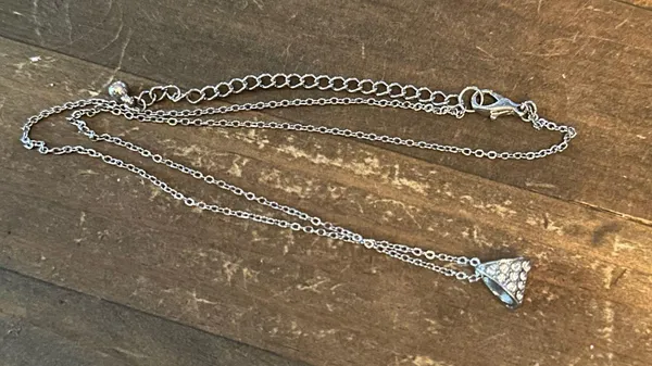 Silver tone pave triangle pendant necklace - Image 5