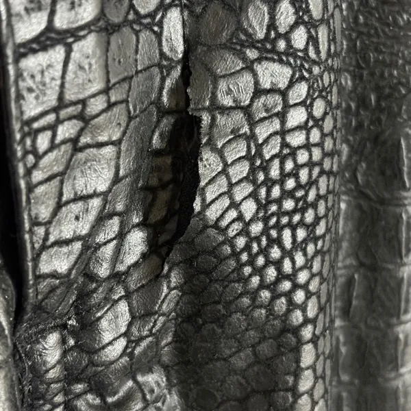 Vintage Guess Jeans 1990s Black Crocodile Embossed Faux Leather Pants Size 33 - Image 4