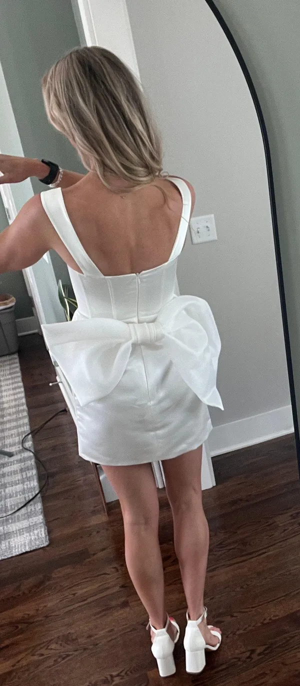 Custom Made Bridal Satin Dress With Bow - Image 11