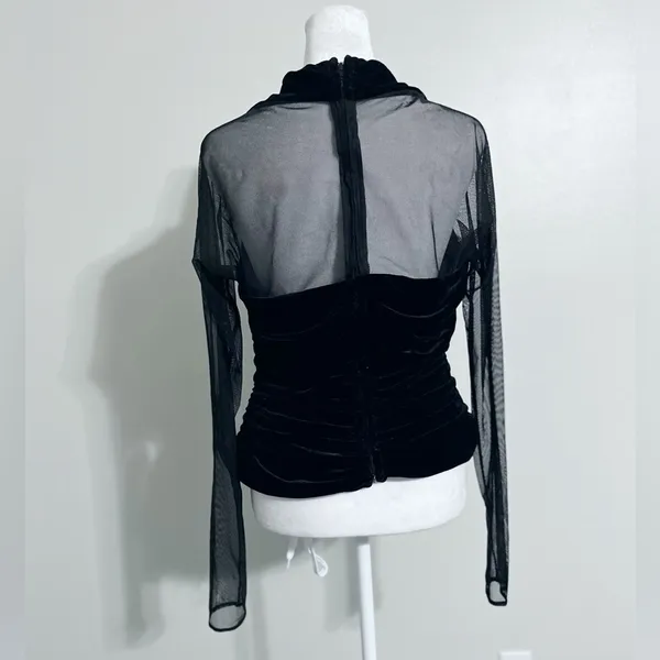 IS Collection Vintage Velvet Long Sleeve Cocktail Top - Image 2