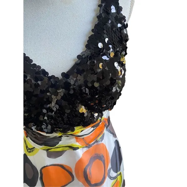 Tony Bowls Dress Size 6 Silk Maxi Y2K Fairy Sequin Beaded Colorful Whimsical 90’ - Image 3