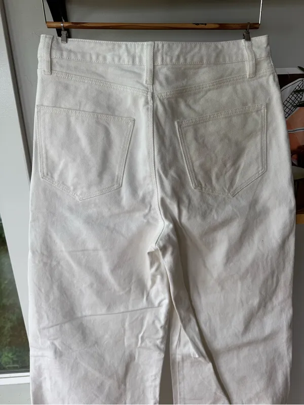 Sezane Wide Leg White Denim Jeans Size 40 or 8 - Image 8