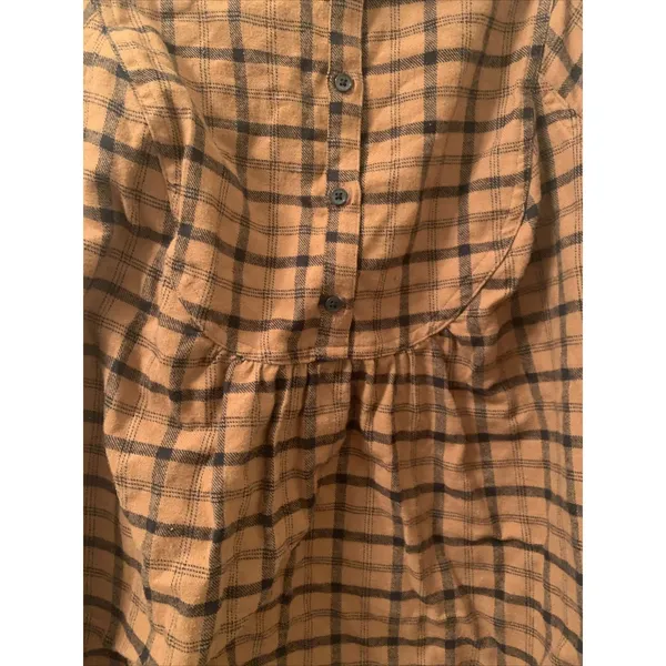 Isabel Maternity Women's Plus Size L Flannel Brown Black Long Sleeve Shirt Top - Image 5
