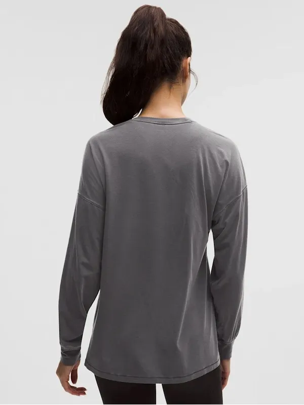NWT Lululemon EasySet Relaxed Long-Sleeve Shirt dilute Wash graphite gray size 8 - Image 5