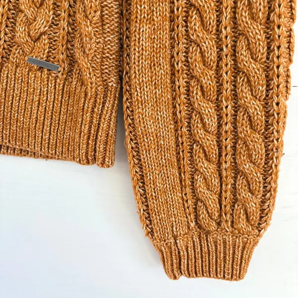 Abercrombie & Fitch Womens Brown Cable Knit Raglan Crew Neck Sweater Small - Image 6