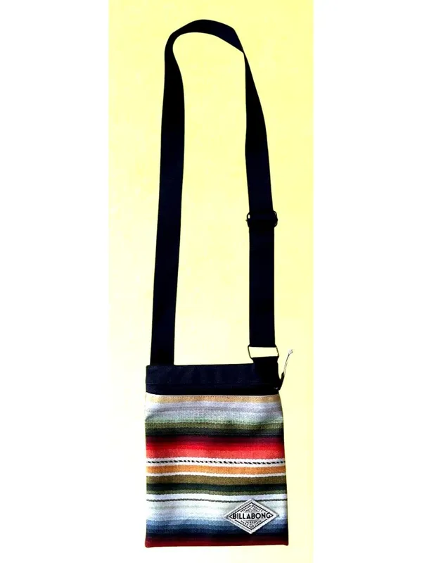 Billabong Crossbody Bag Purse Stripe Canvas Adjustable Strap Zip Close Australia - Image 9