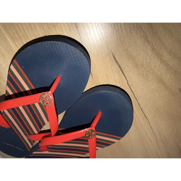 Tory Burch Navy And Red Thin Flip Flops Sandals 1 - Image 2